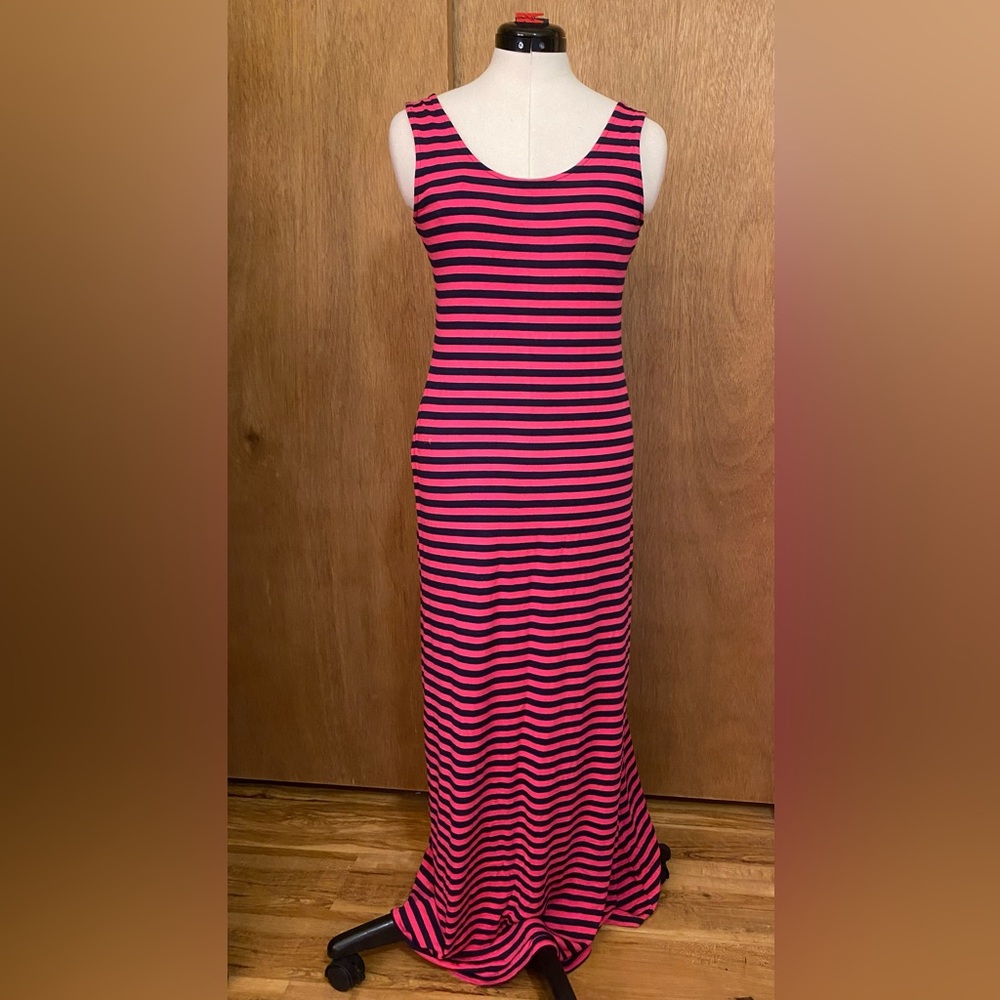 Striped Pink and Black Maxi Dress